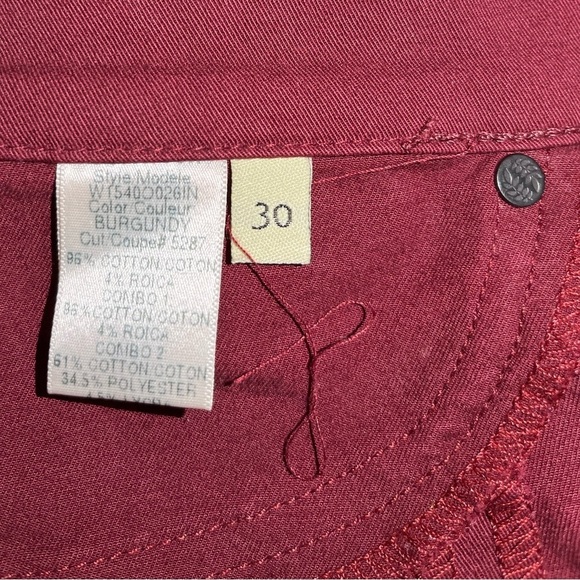 RARE rag & bone x Intermix Limited Edition DARK RED Jeans w/ Faux Leather Panel - Picture 7 of 10